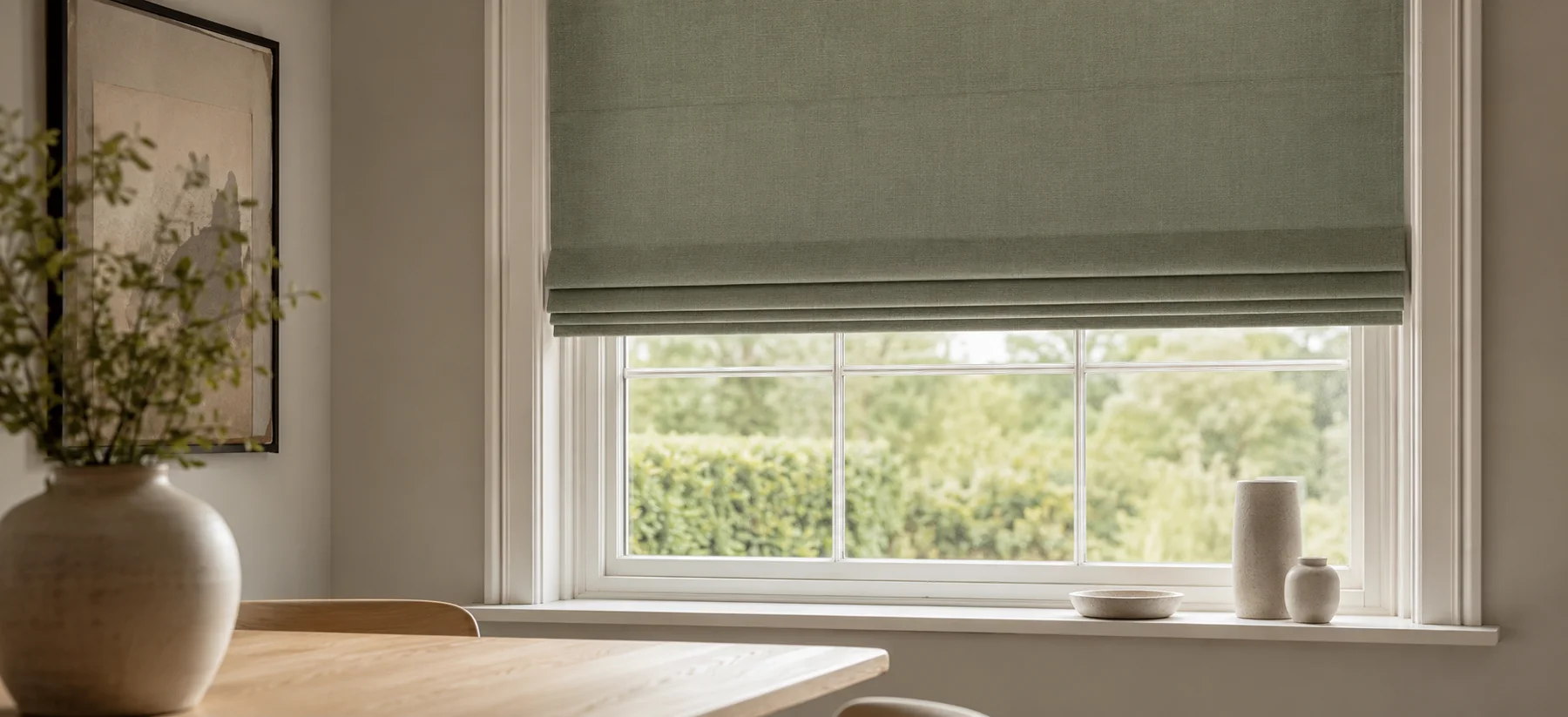 Bespoke roman blinds in dining nook