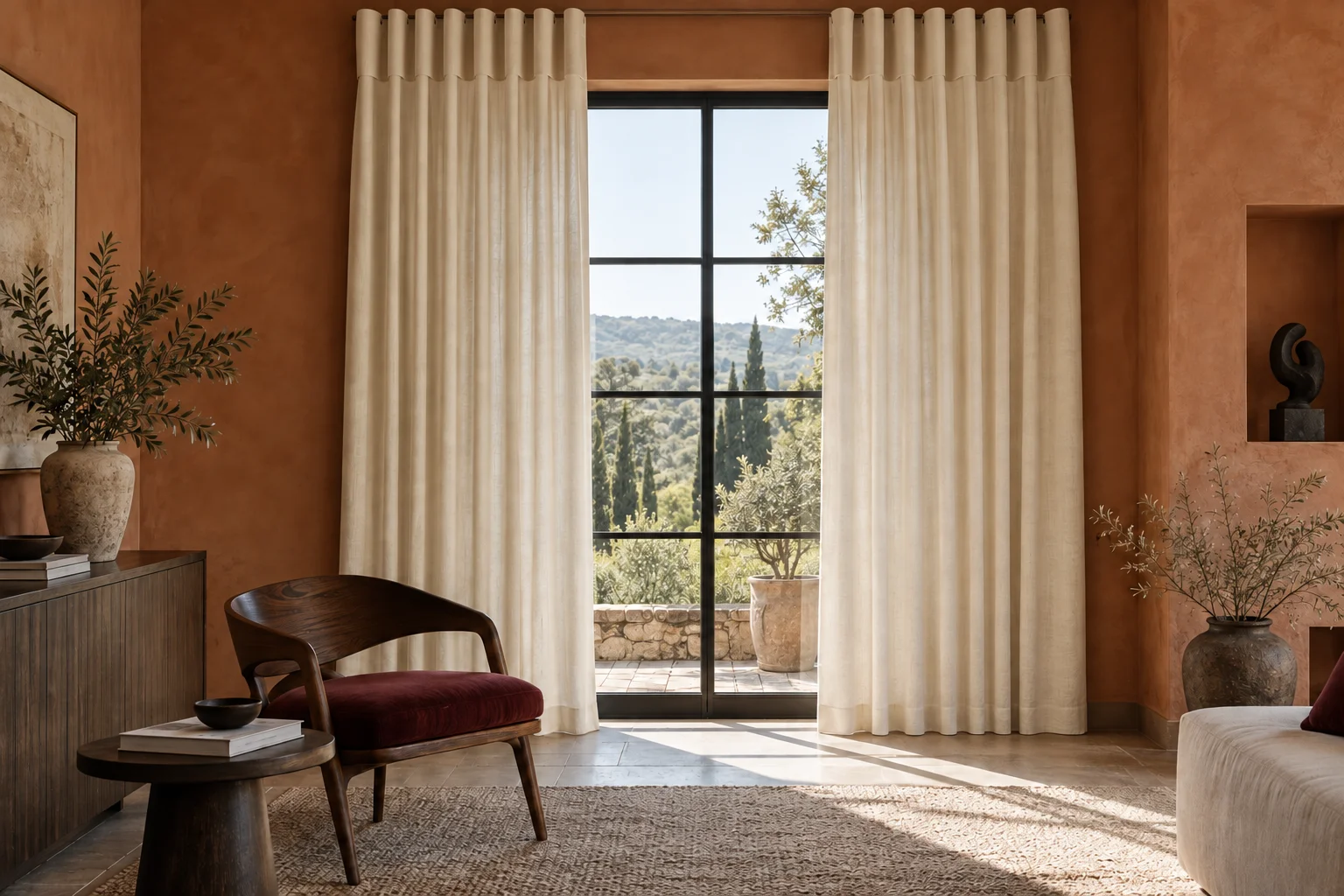Cartridge pleat curtains