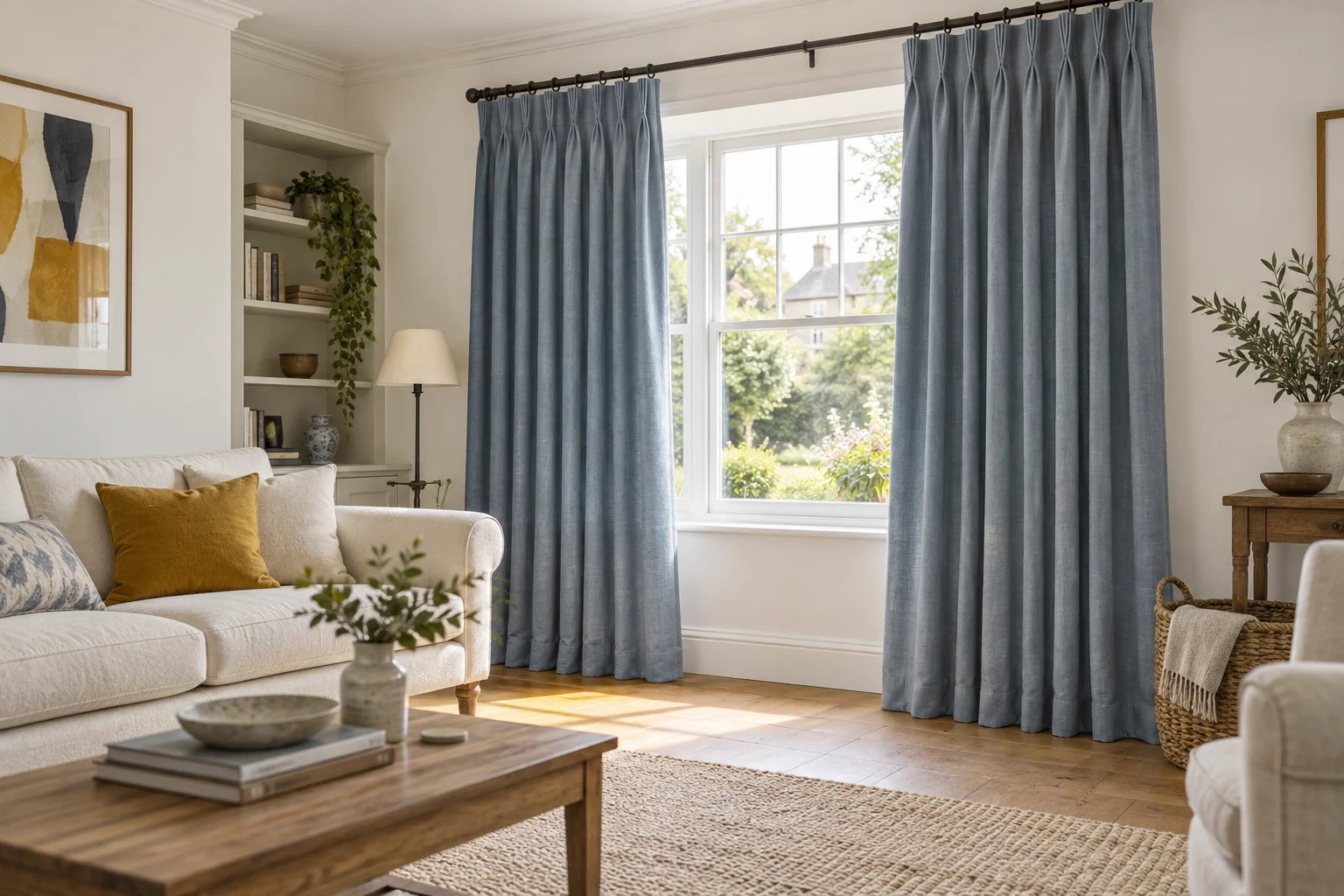 Double pinch pleat curtains