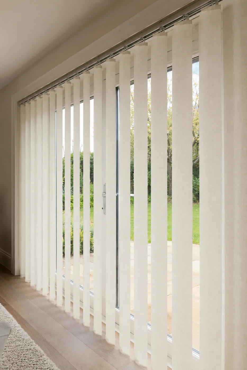 Half-Open Vertical Blinds on Patio Door