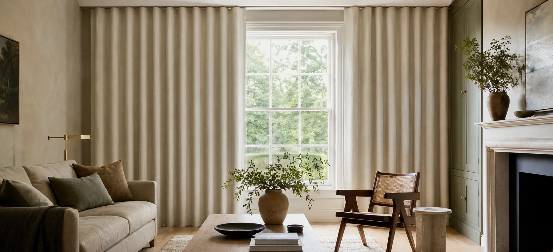 Luxury wave curtains in natural light